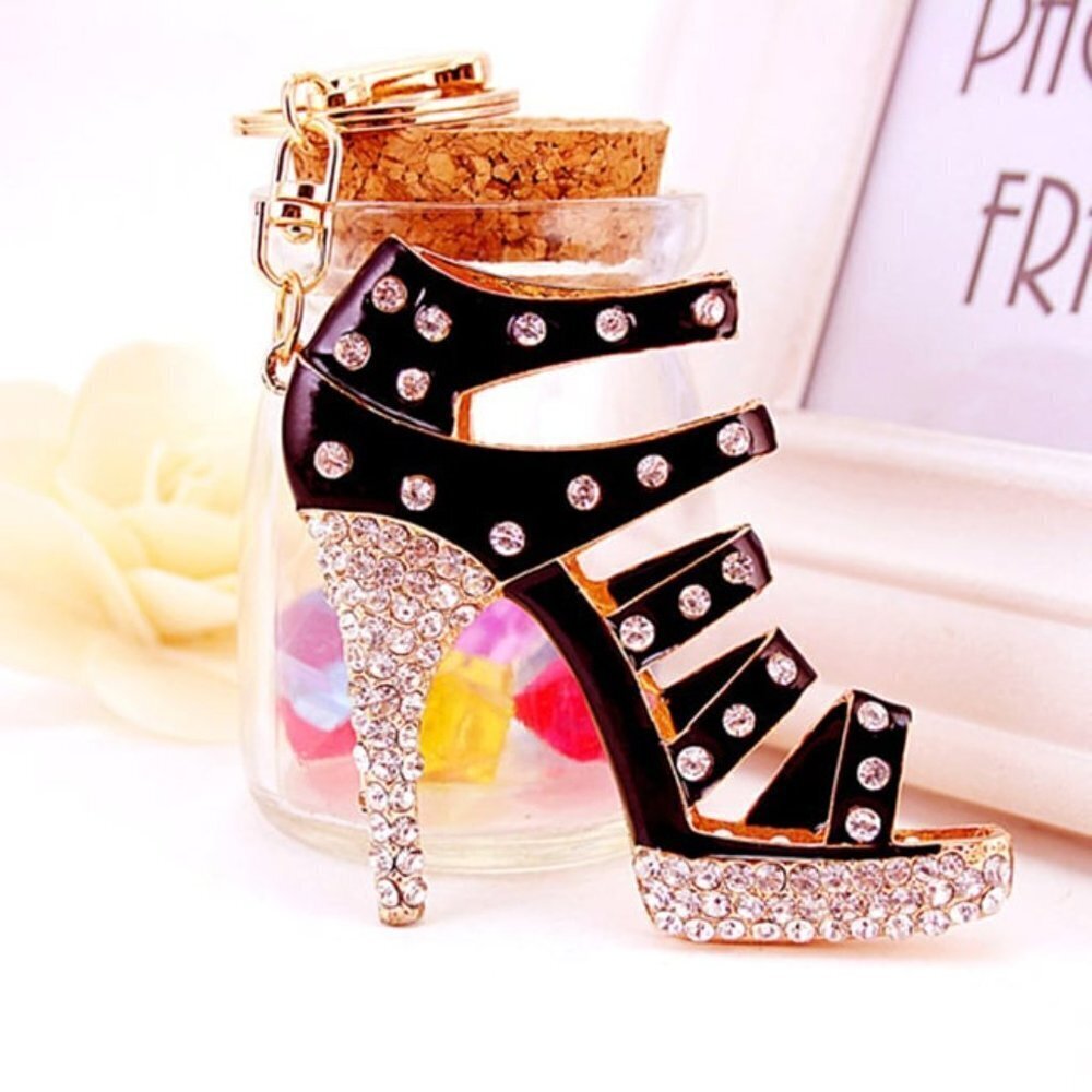 High Heel Shape Design Rhinestone Key Chain - Picture 4 of 5